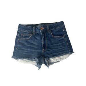 American Eagle High Rise Shortie Denim Distressed Shorts Womens Size 6